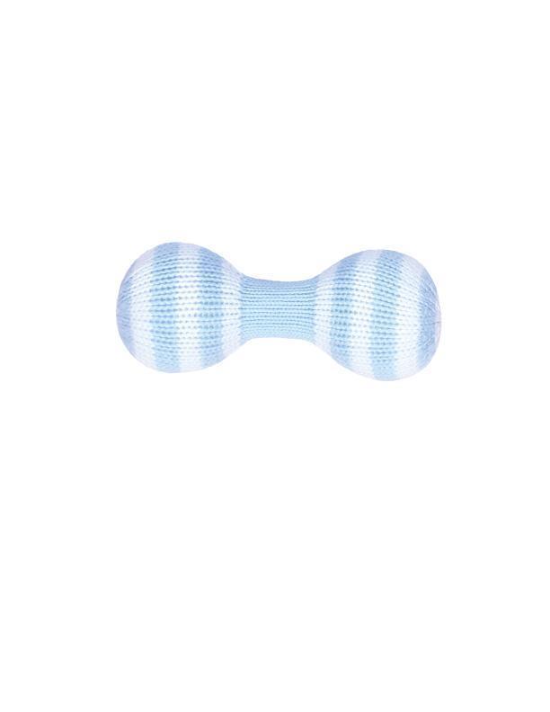 Dumbbell Hand-Knit Rattle - 2 Colors: Blue