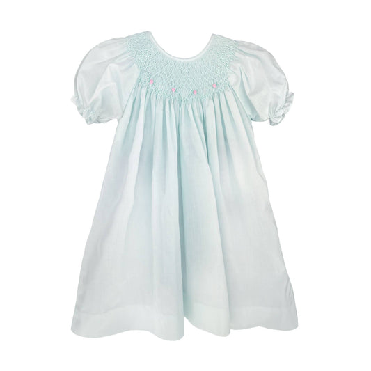 Smocked Daygown with Raglan Embroidery: Mint