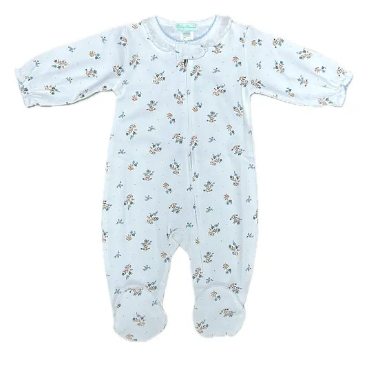 Girls Dainty Blue Flowers Footie