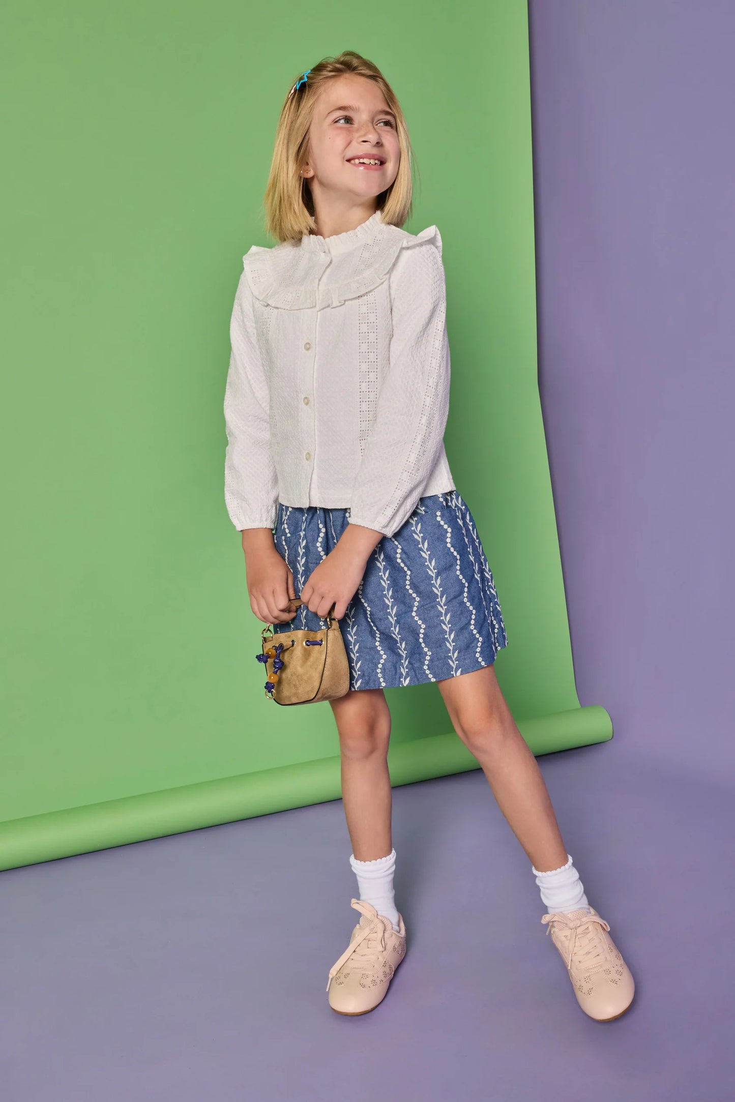 Portofino Skirt - Chamonix Chambray Embroidery