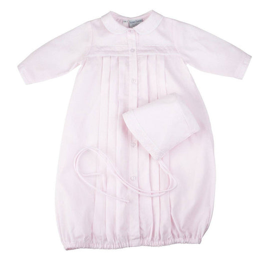 Preemie Girls Dot Embroidered Take Me Home Gown with Hat: Pink
