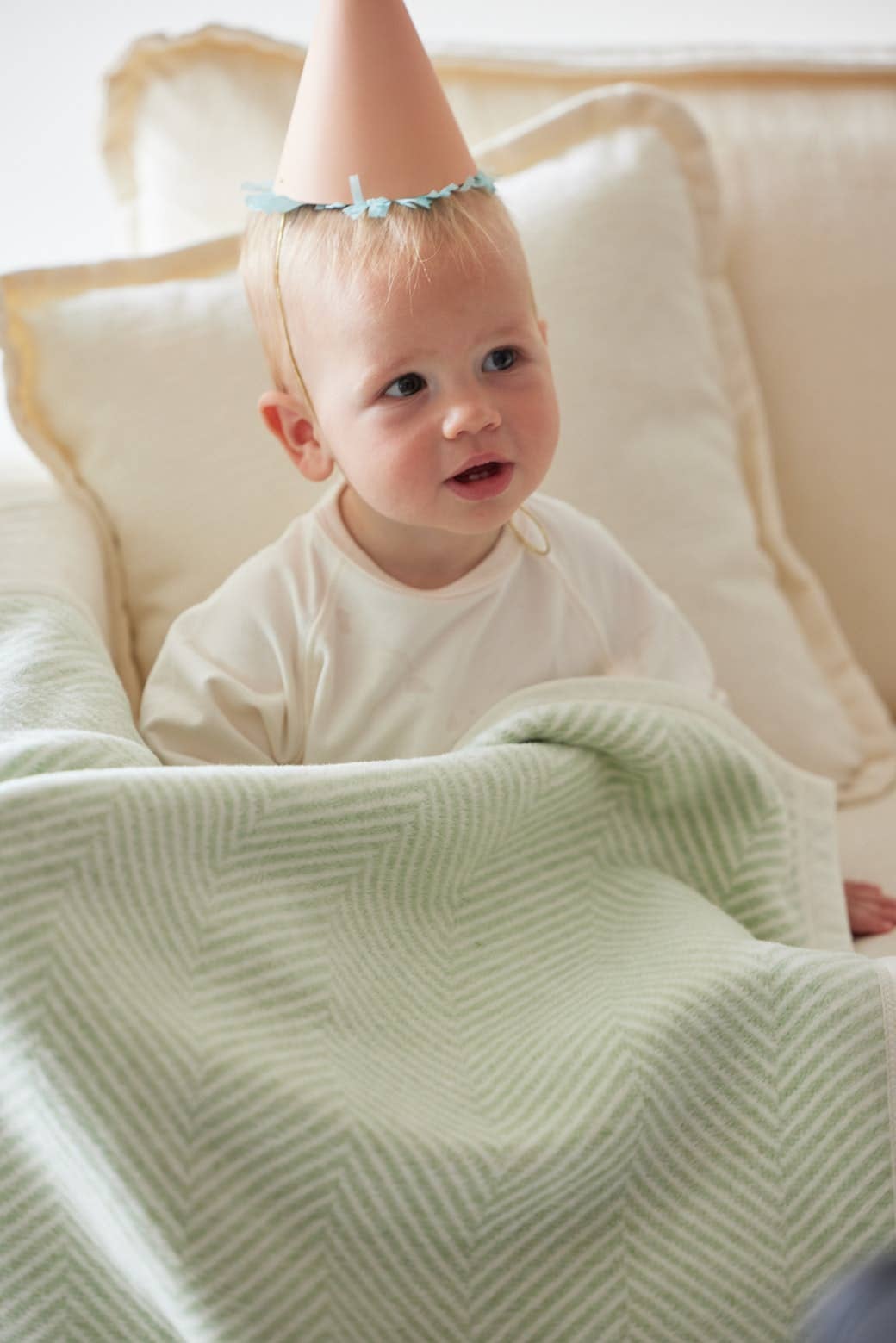 Harborview Herringbone Sprout Green Mini Blanket: Mini