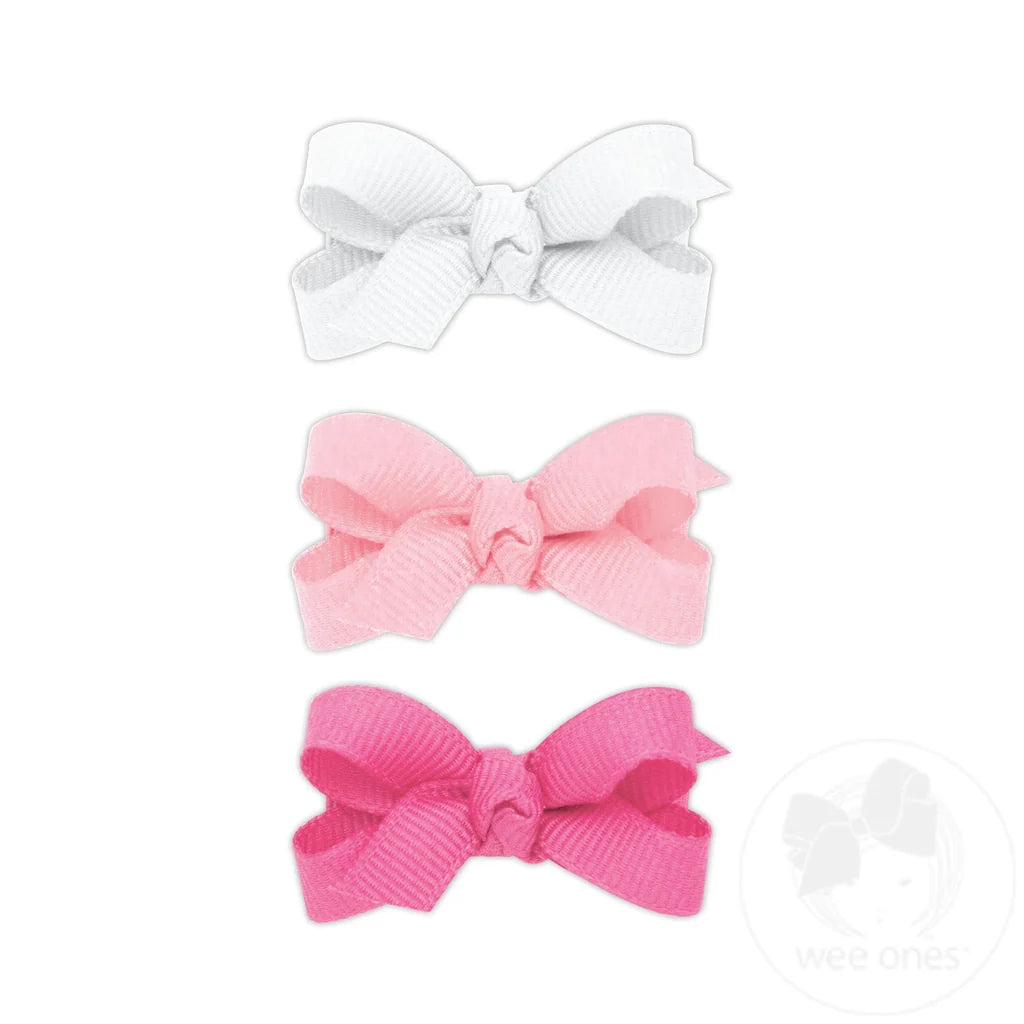 3 Baby Basics Bows, White, Pink, Hot Pink