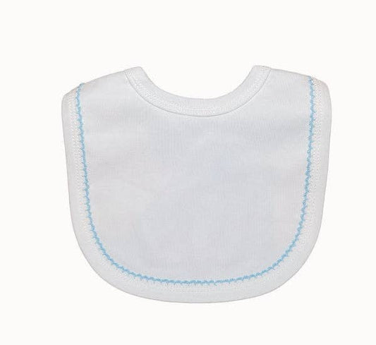 Bib - Picot Trim: White w/ Blue trim- Terry Cloth backing