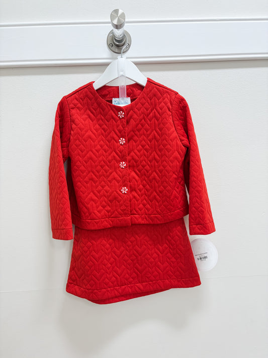 Peppermint Red Quilted Skirt and Jacket