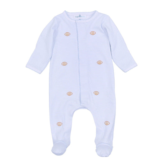 Embroidered Touchdown Cutie Embroidered Footie - Light Blue: 6 Months