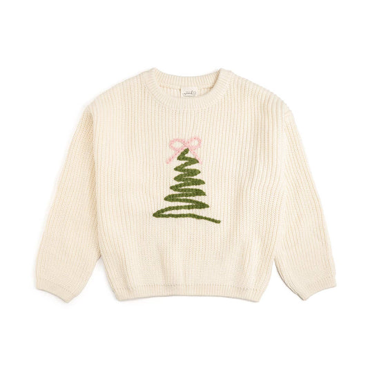 Coquette Christmas Tree Knit Sweater - Kids Clothing Holiday: 4T
