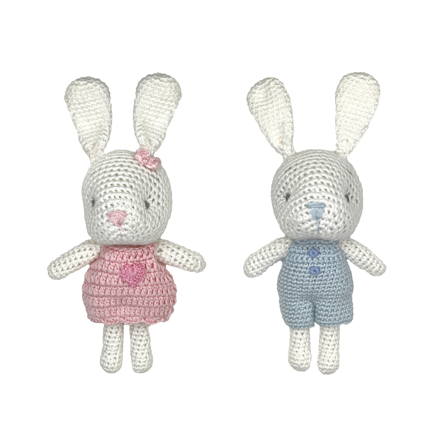 Bunny Bamboo Crochet Rattle - 2 Colors!: Blue / 5" Rattle