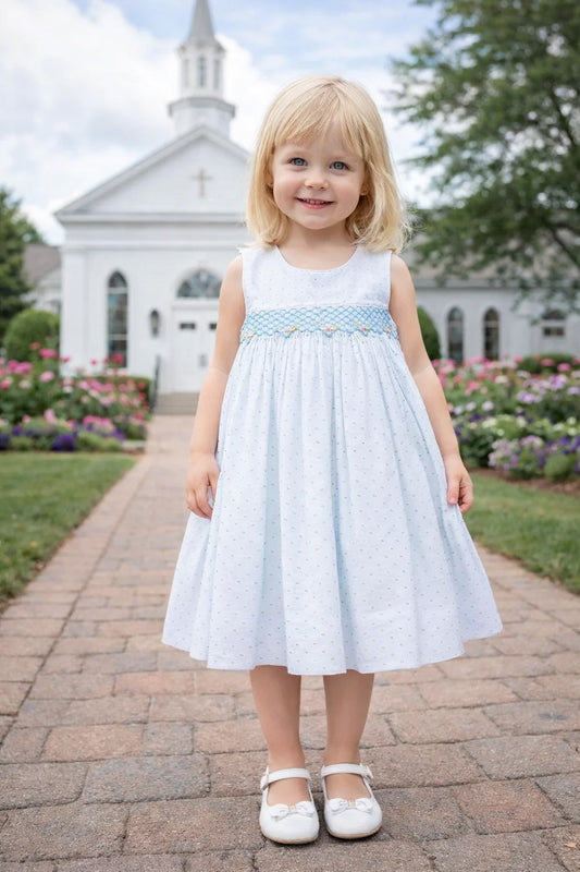 Sweet Spring Blue Smocked Float Dress