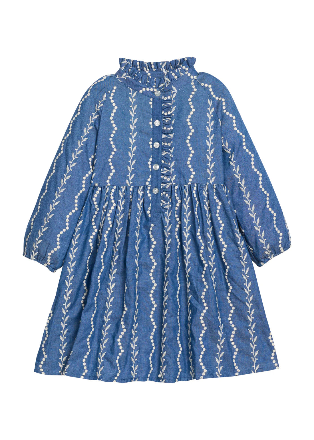 Amelia Dress, Chambray Embroidery