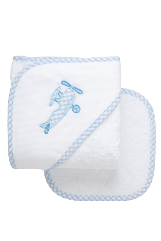 Applique Hooded Towel & WC Set - Airplane