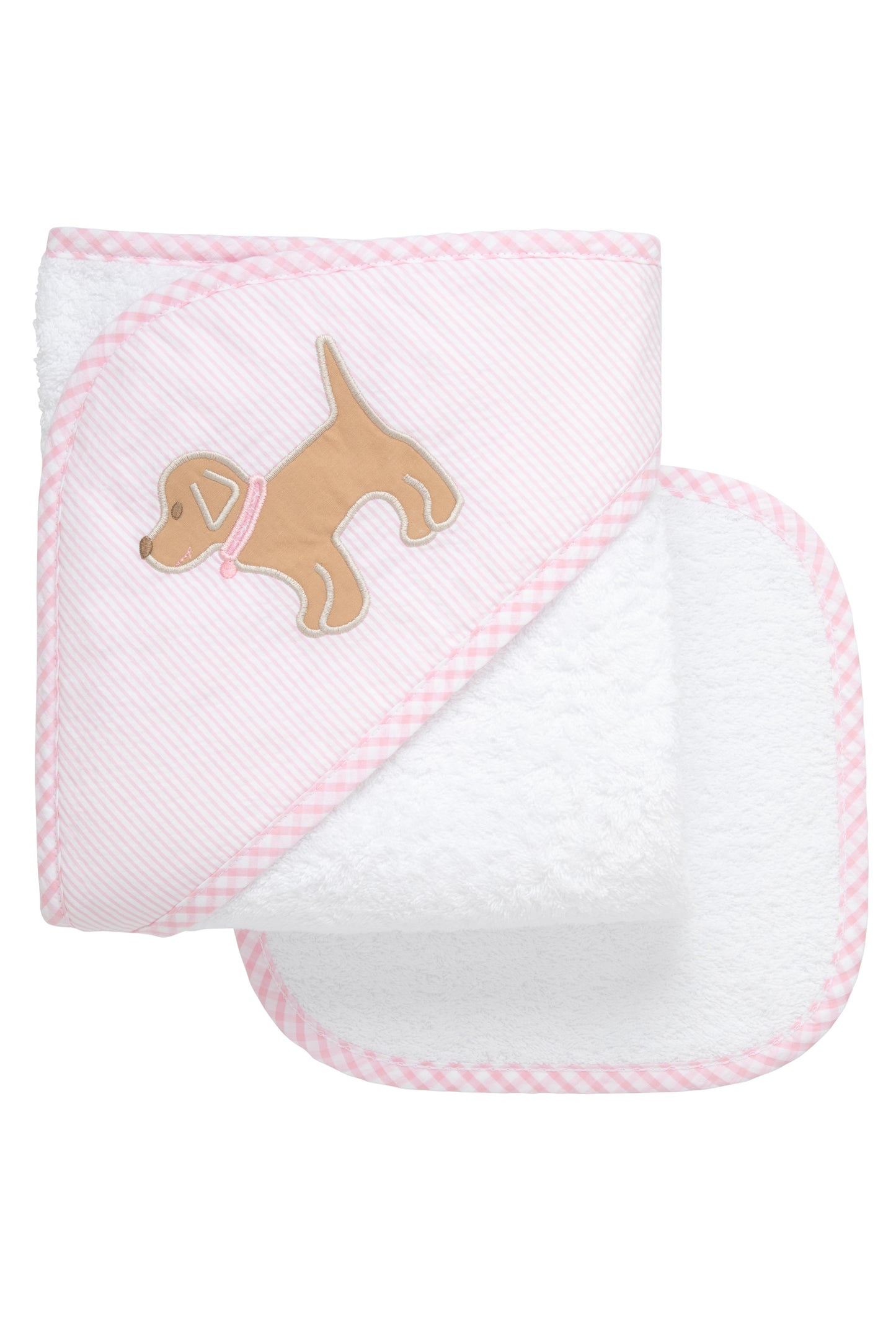 Applique Hooded Towel & WC Set - Pink Puppy