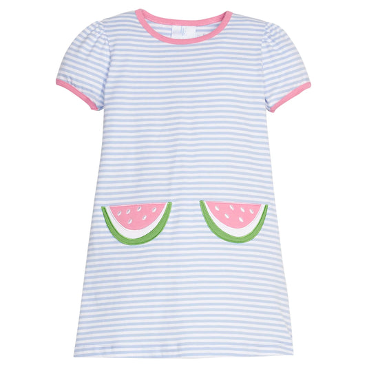 Applique Pocket Dress, Watermelon
