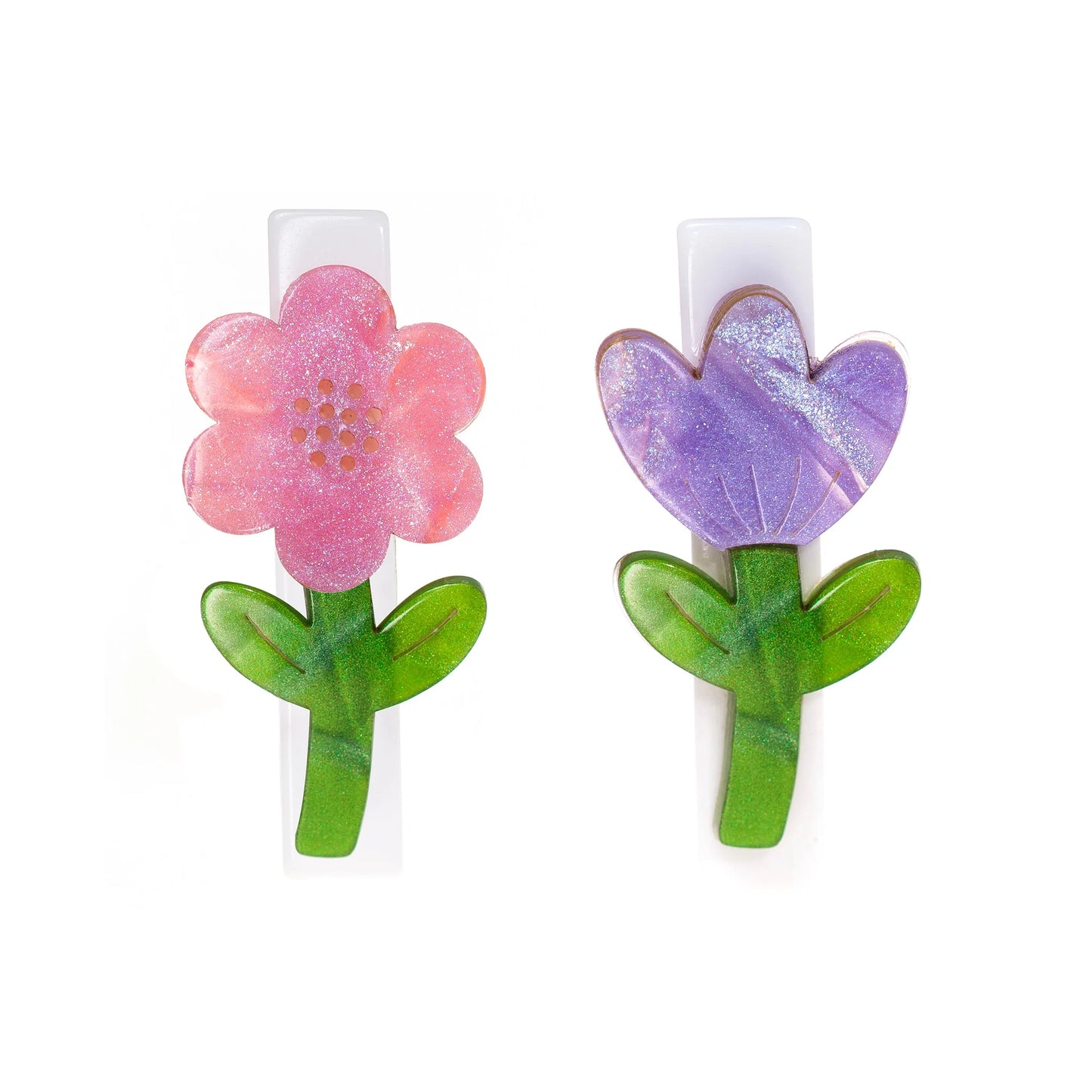 Tulip Flower Pink & Purple Hair Clips