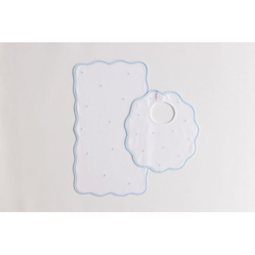 Bib & Burp Set - Blue Dots