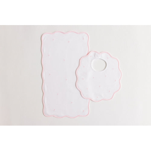 Bib & Burp Set - Pink Dots