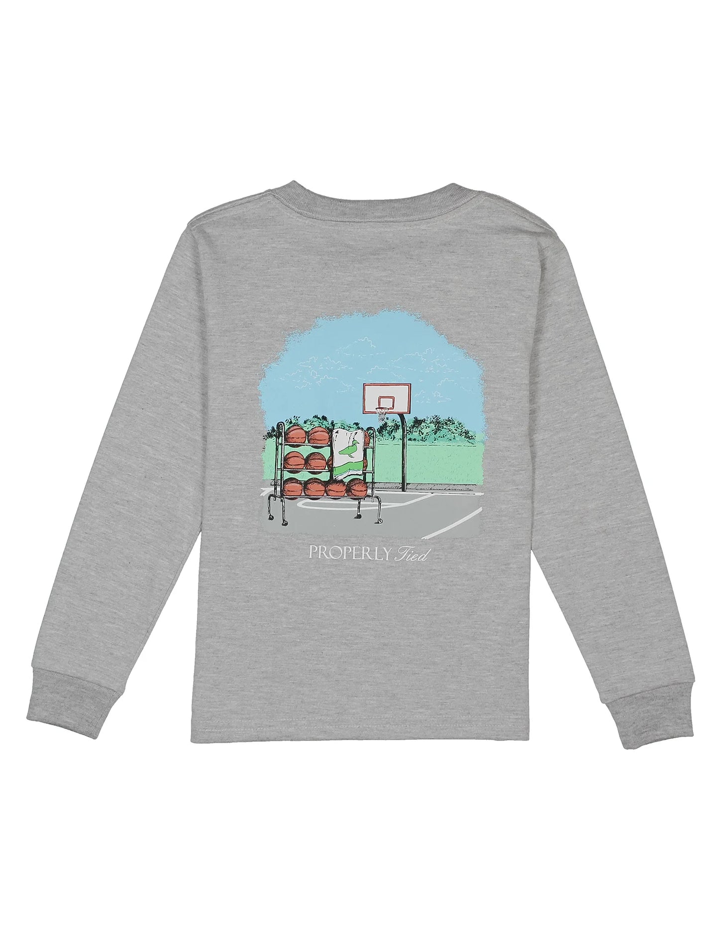 Long Sleeve Tee - Light Heather Grey Basketball