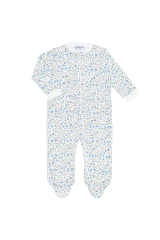 Blue Meadow Zipper Footie