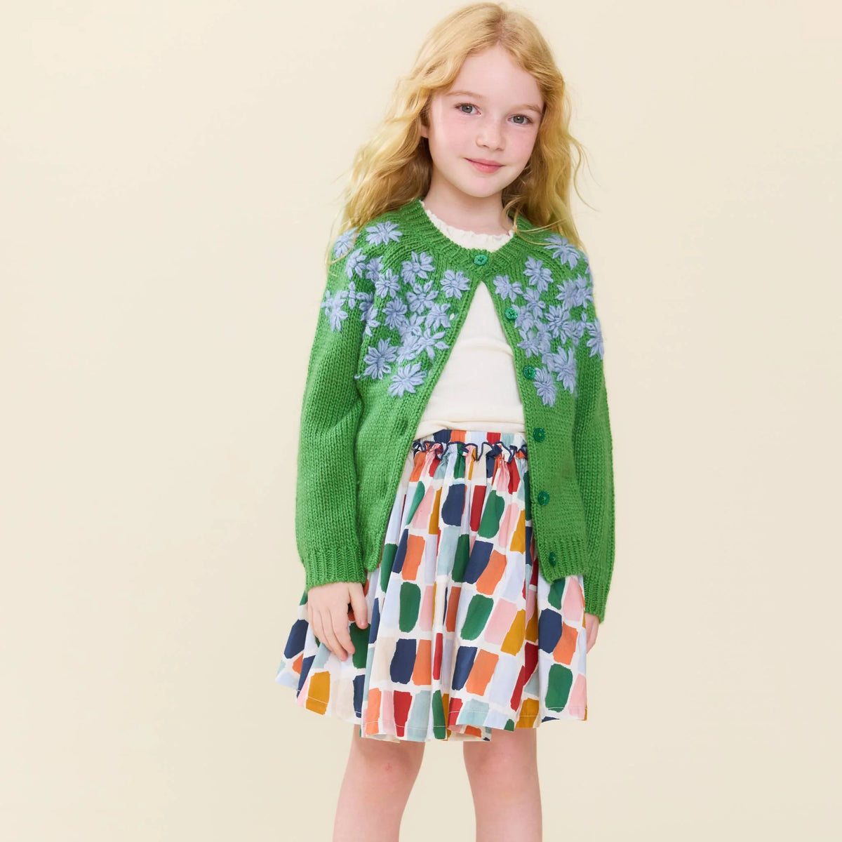 Blossom Sweater- Blue Flower Embroidery