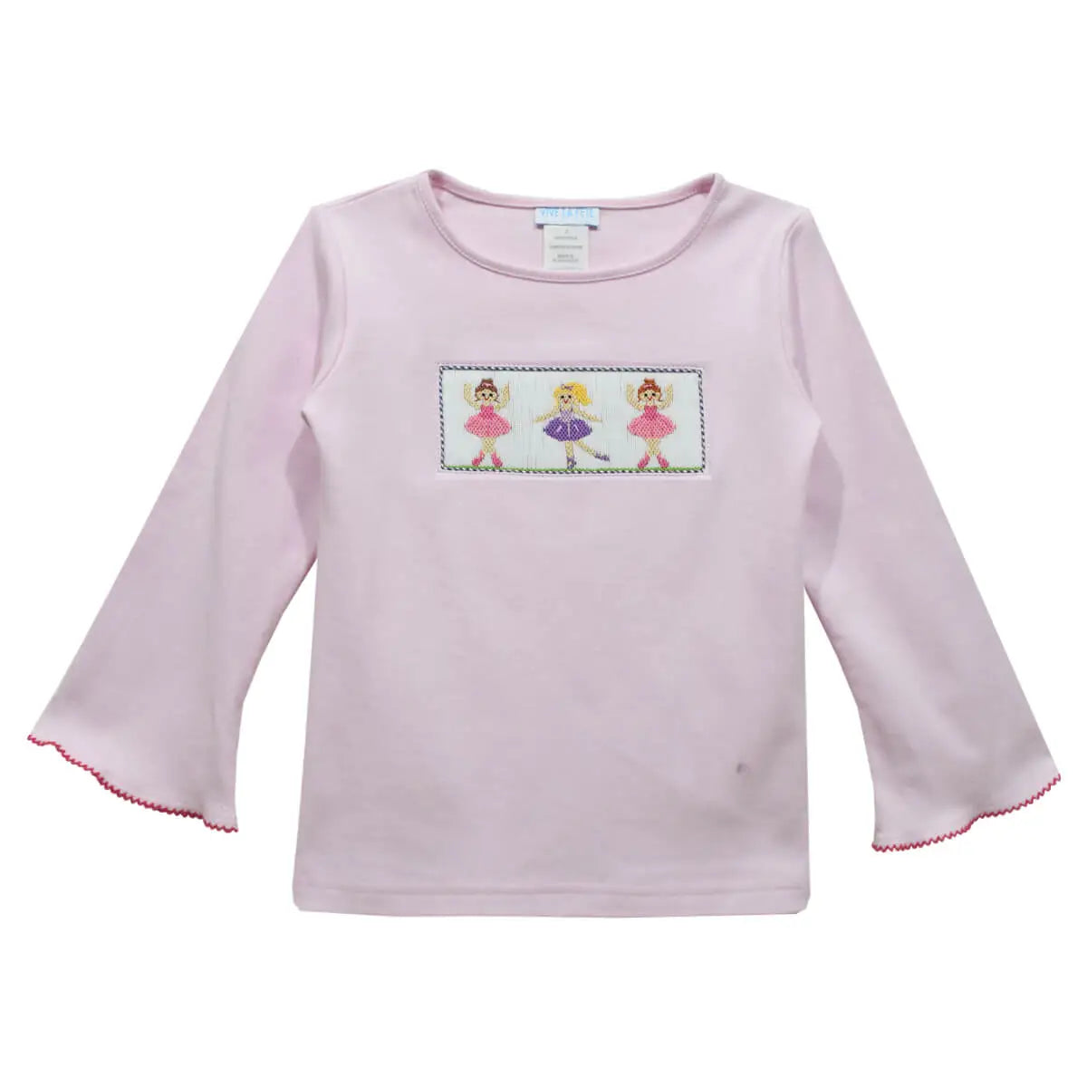 Ballerinas Smocked Pink Knit Long Bell Sleeve Blouse
