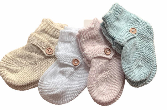 Booties with Buttons - Pink