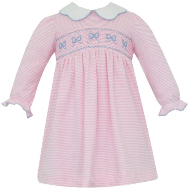 Bows- Pink Knit Stripe Dress