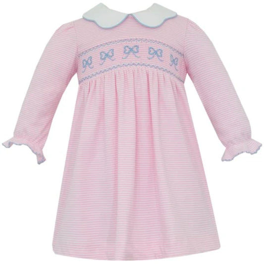 Bows- Pink Knit Stripe Dress