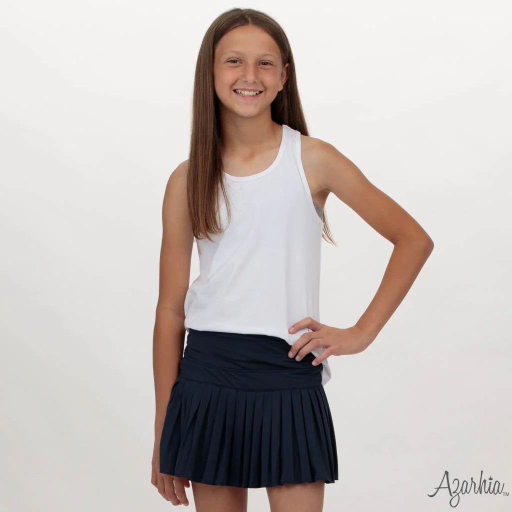 Mini Pleated Skort- Solid Navy
