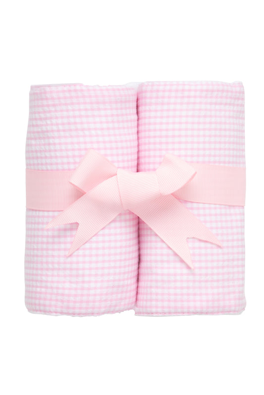 Burp Set - Small Pink Check, 2