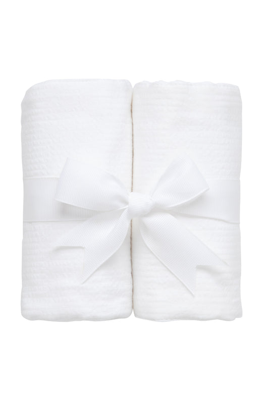 Burp Set - White Seersucker, 2
