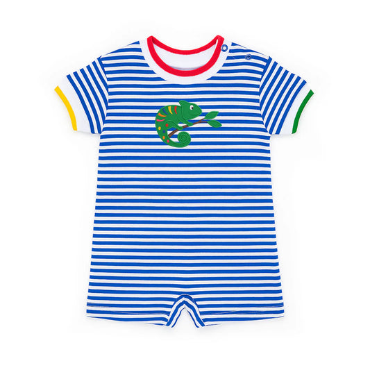 Stripe Knit Shortall With Lizard
