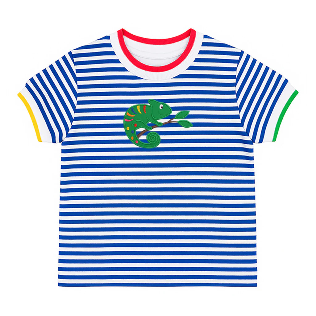Stripe Knit T-Shirt With Lizard