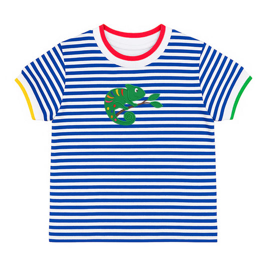 Stripe Knit T-Shirt With Lizard