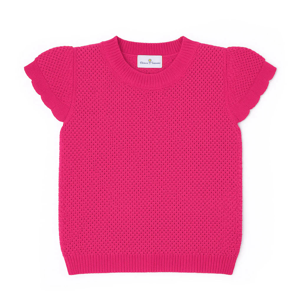 Short Sleeve Sweater with Scallop Edges