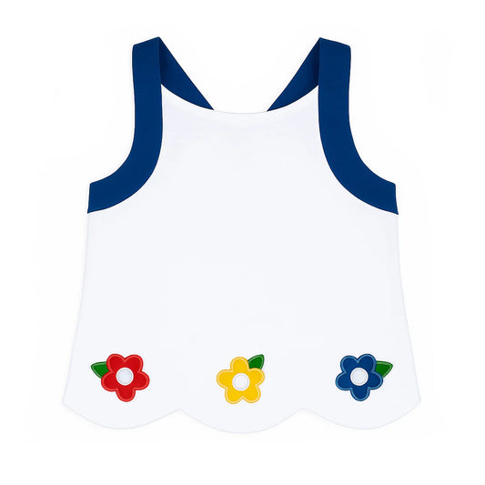 Knit Top With Scallop Hem And Flowers