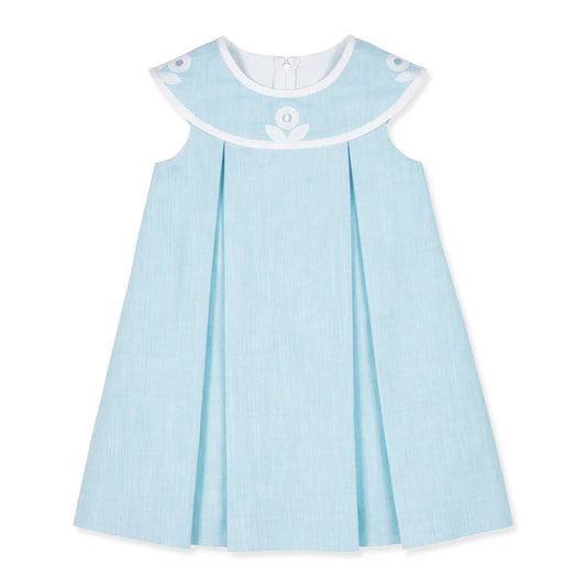 Linen Look Dress With Vintage Flower