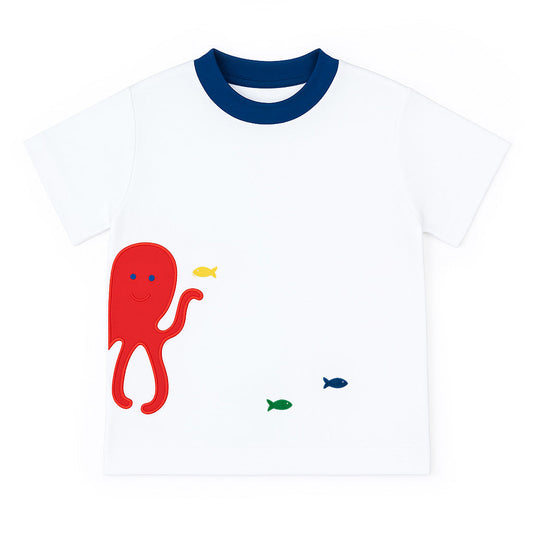 Knit Shirt With Octopus And Fish