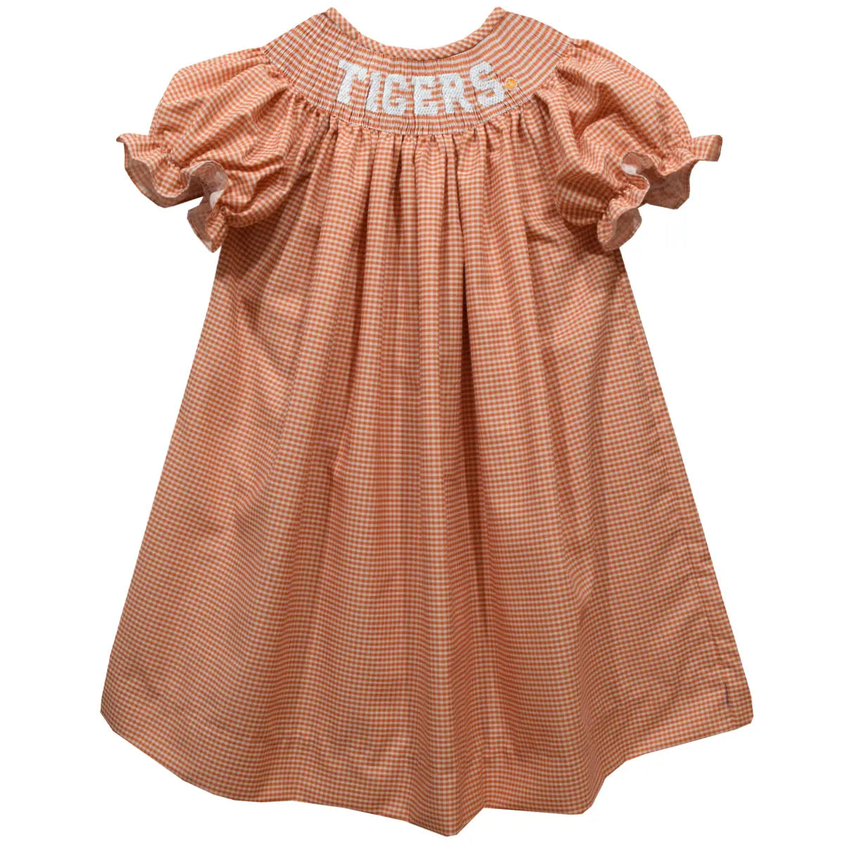 Clemson Tigers Smocked Gingham Bishop Dress