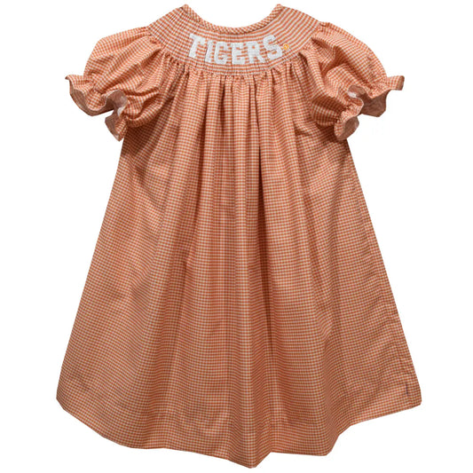Clemson Tigers Smocked Gingham Bishop Dress