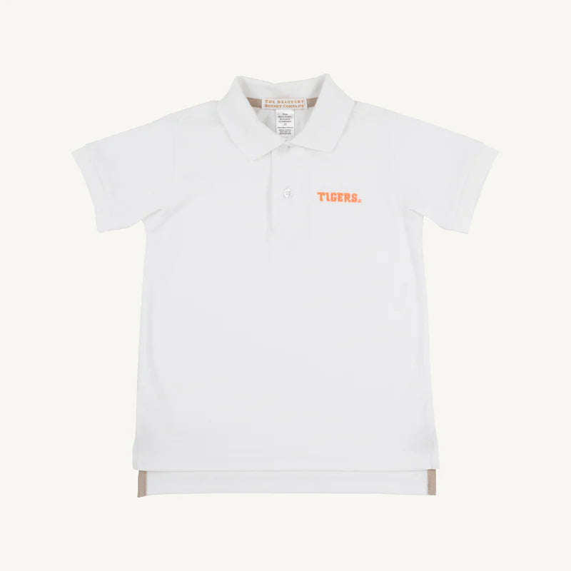 Clemson Prim & Proper Polo Short Sleeve- Pima- Back Stork