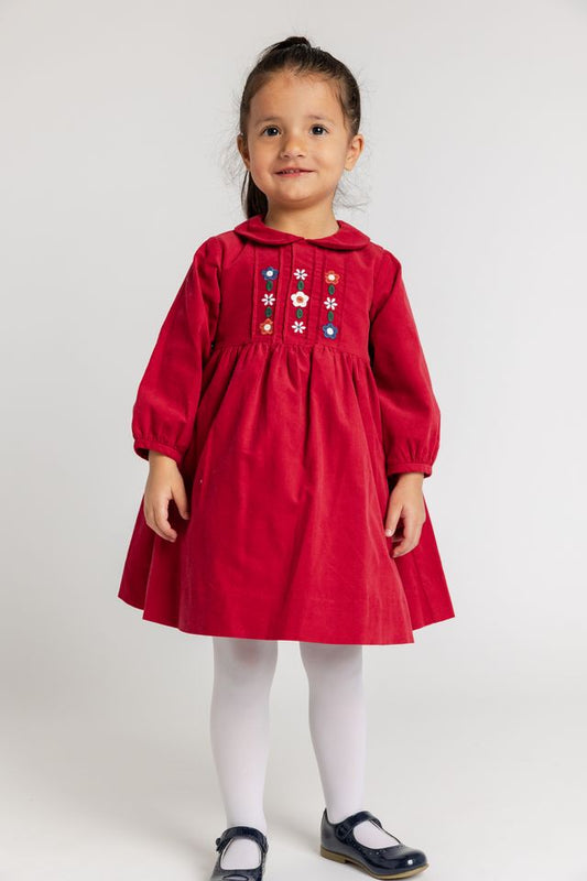 Corduroy Dress With Flowers