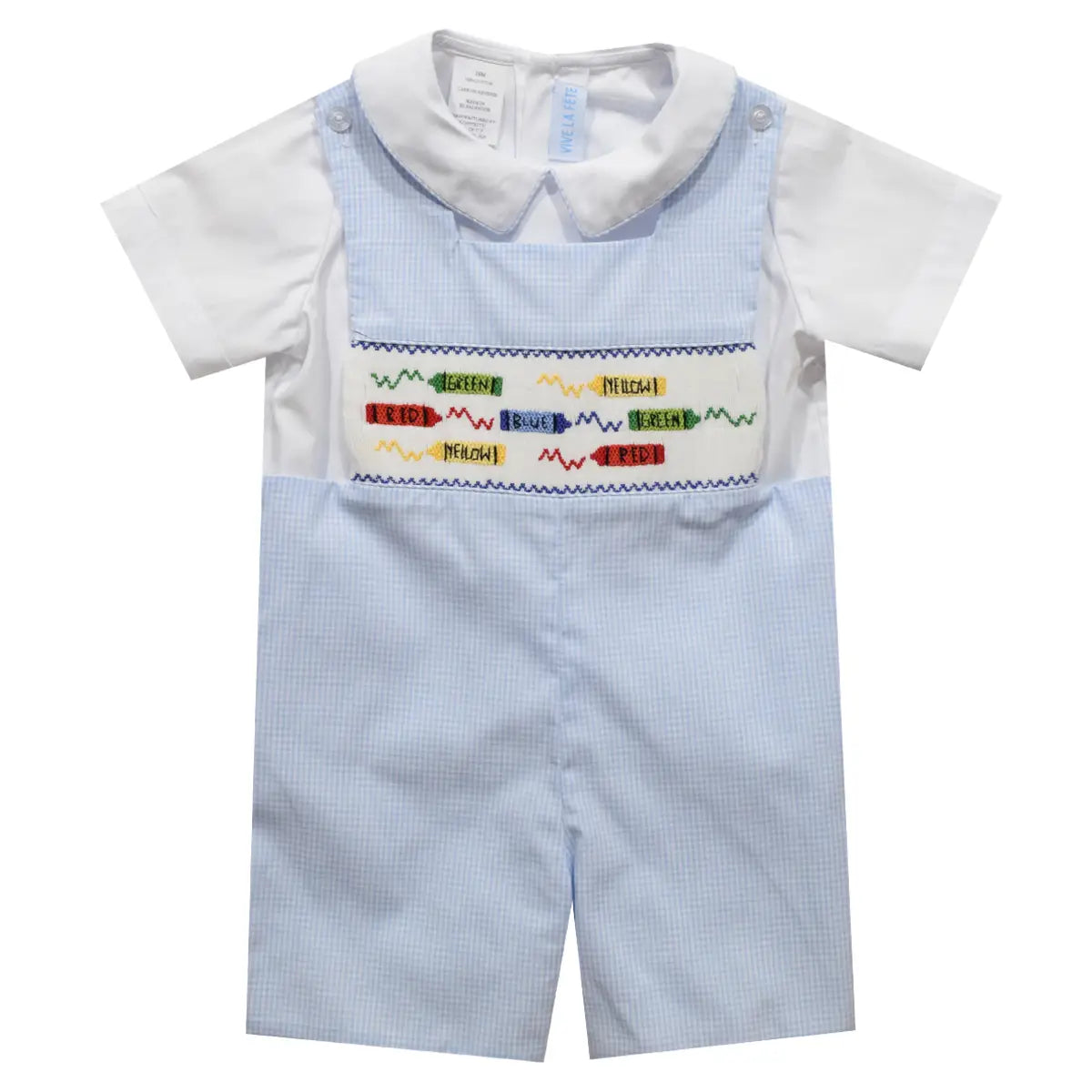 Crayons Smocked Light Blue Shortall & Short Sleeve Shirt