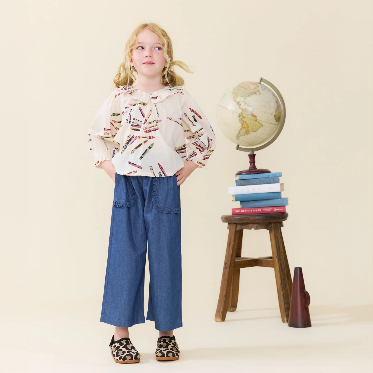 Bailey Ruffle Pant- Chambray