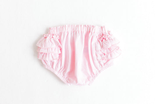 Diaper Cover - Pink Stripe Side Ruffles