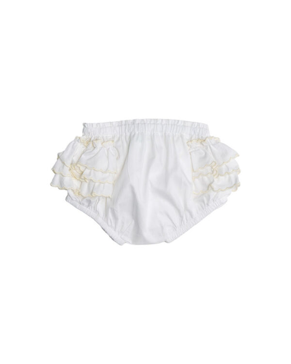 Diaper Cover-White with White Side Ruffles