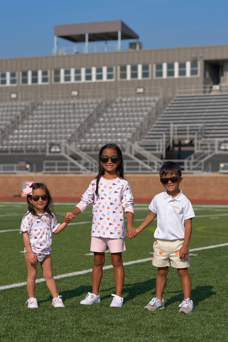 Clemson Britt Bubble- Tiger Triumph with Worth Avenue White & Palm Beach Pink
