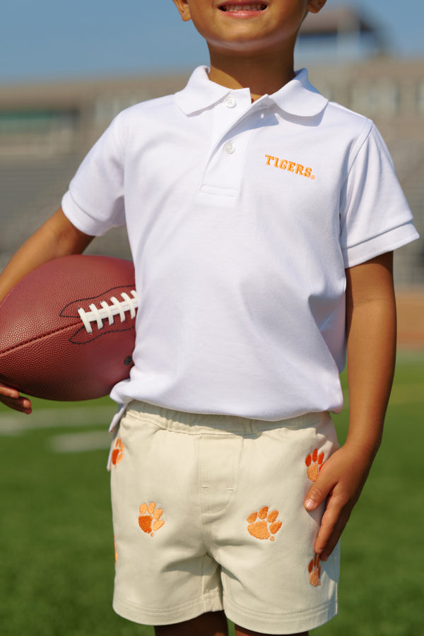 Clemson Prim & Proper Polo Short Sleeve- Pima- Back Stork