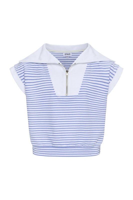 Callie Top, Blue/White French Terry