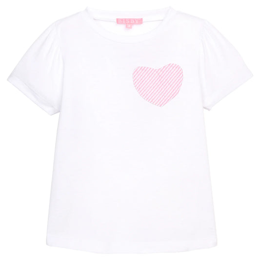 Essential Tee - Pink Seersucker Heart