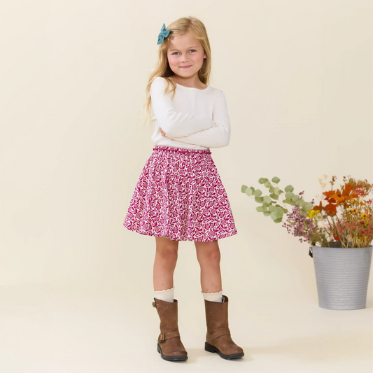 Gianna Skirt- Burgundy Climbing Floral